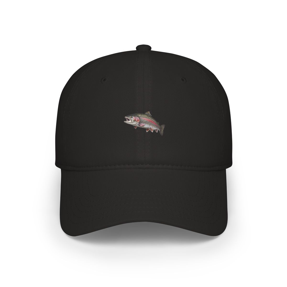 A green and white baseball cap with a fish design on the front. The fish is sticking out of the top of the cap and has a realistic appearance - alternate angle 2, merchandise